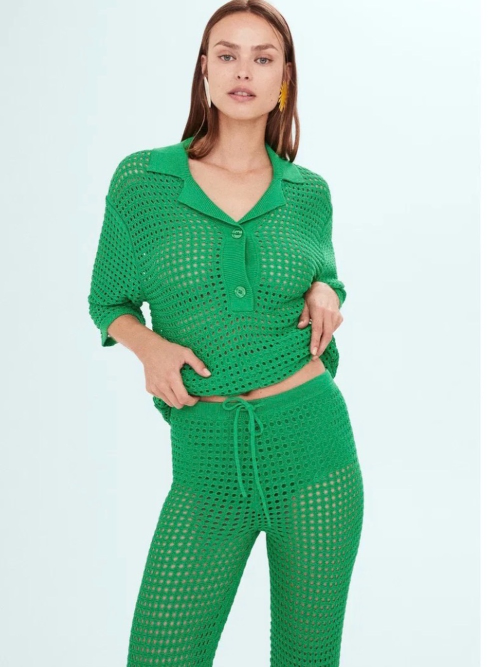 Simon Miller Bright Green Crochet Cover Up Pants